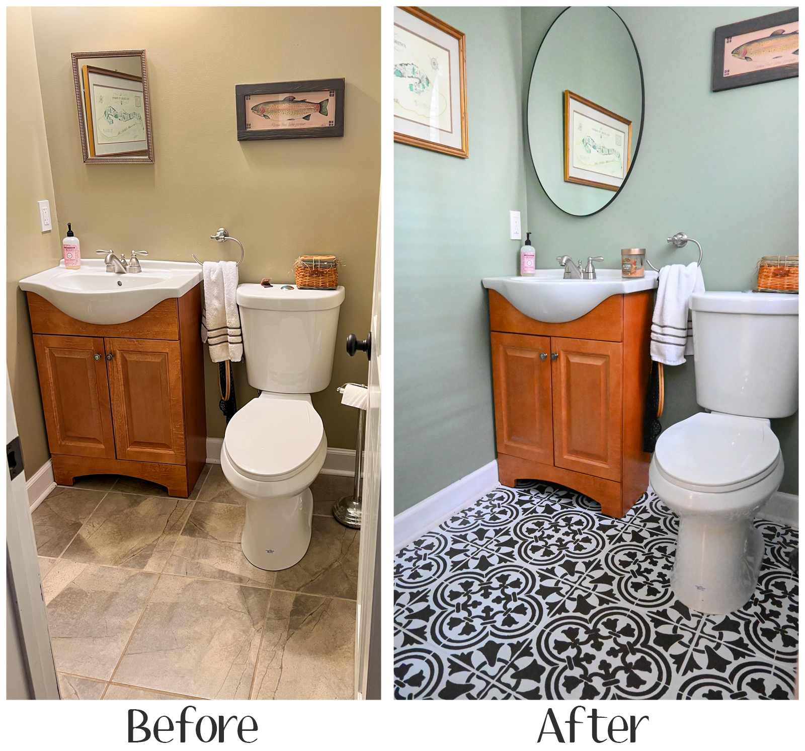 painting bathroom tiles before and after