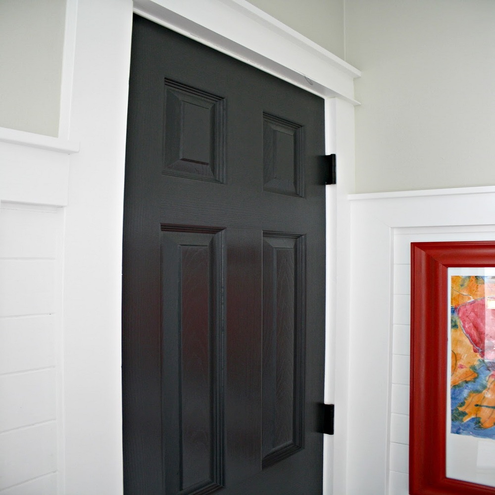 black interior doors with white trim