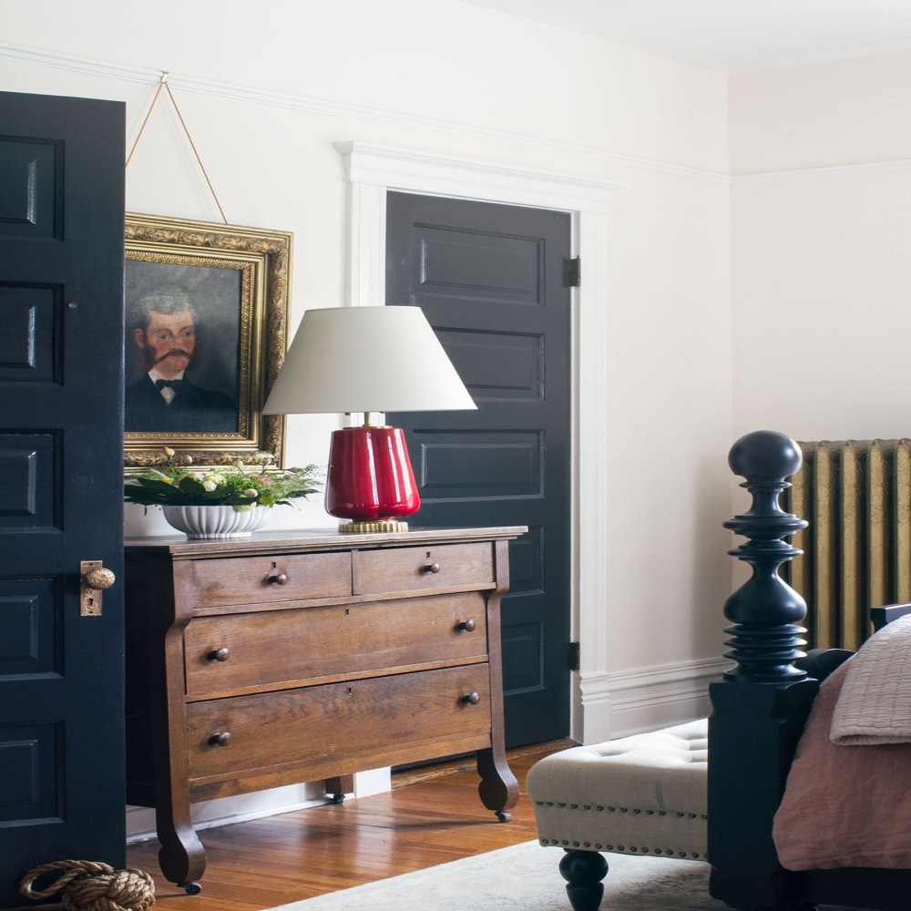 black interior doors with white trim