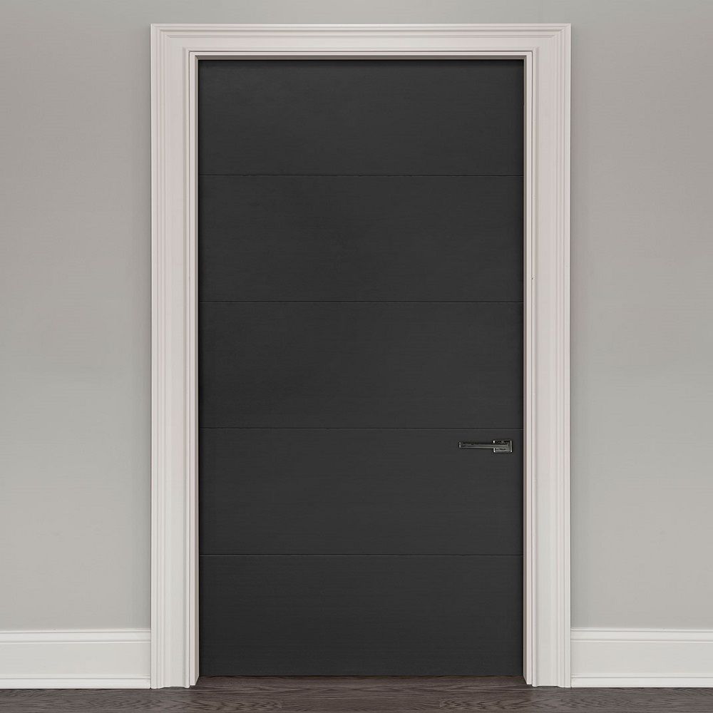 black interior doors with white trim