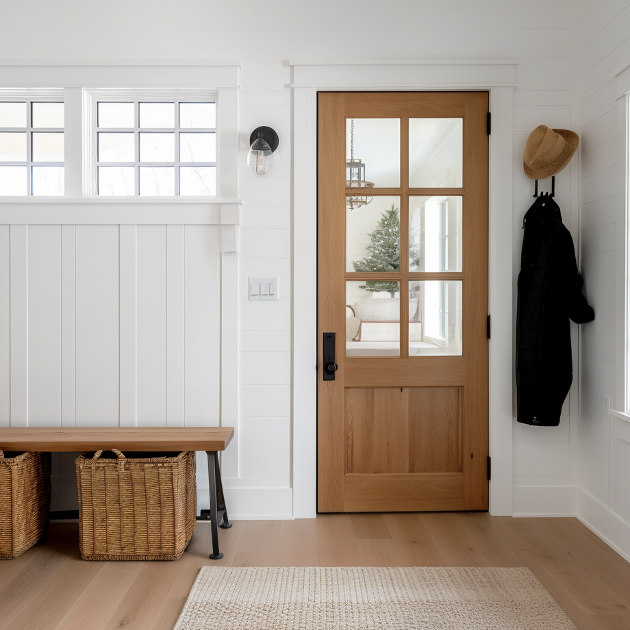 wood doors with white trim