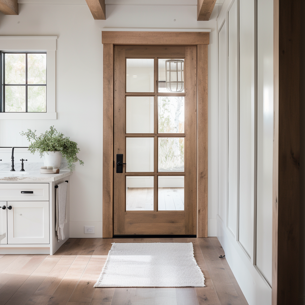 wood doors with white trim