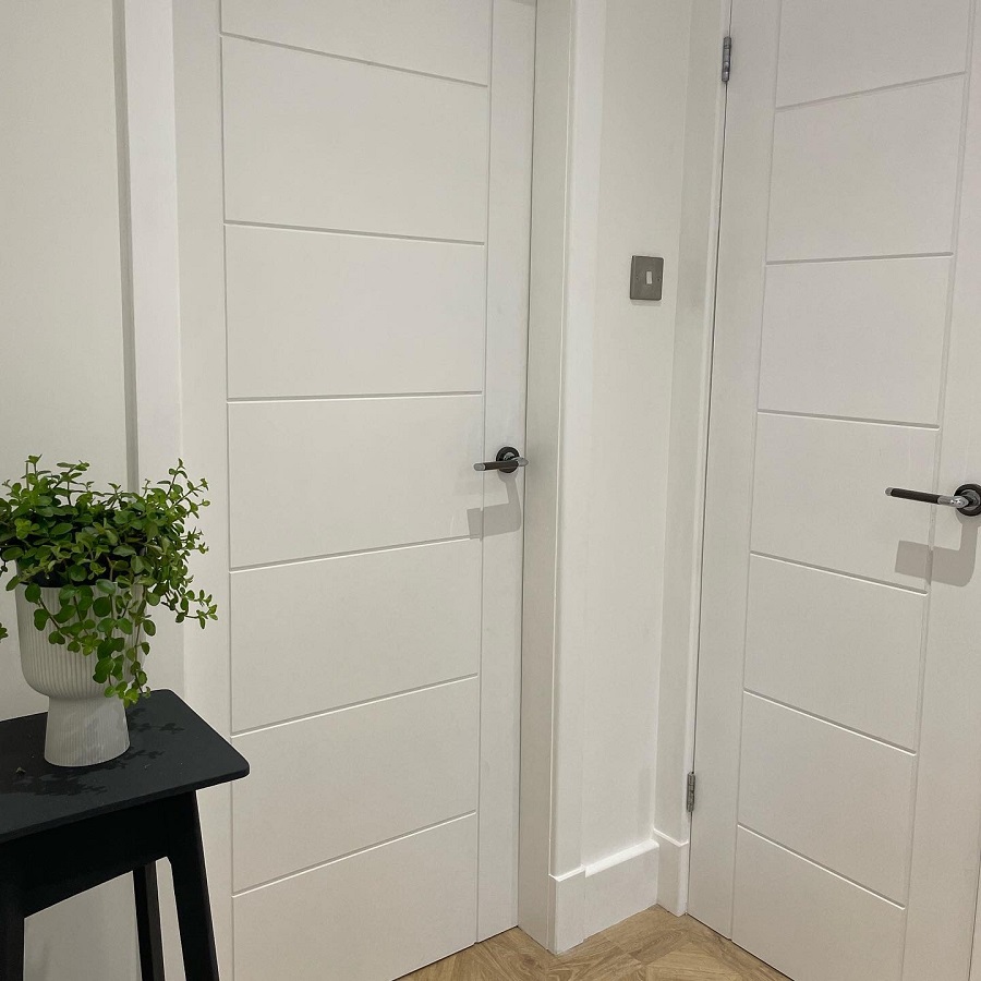 modern white interior doors with black hardware